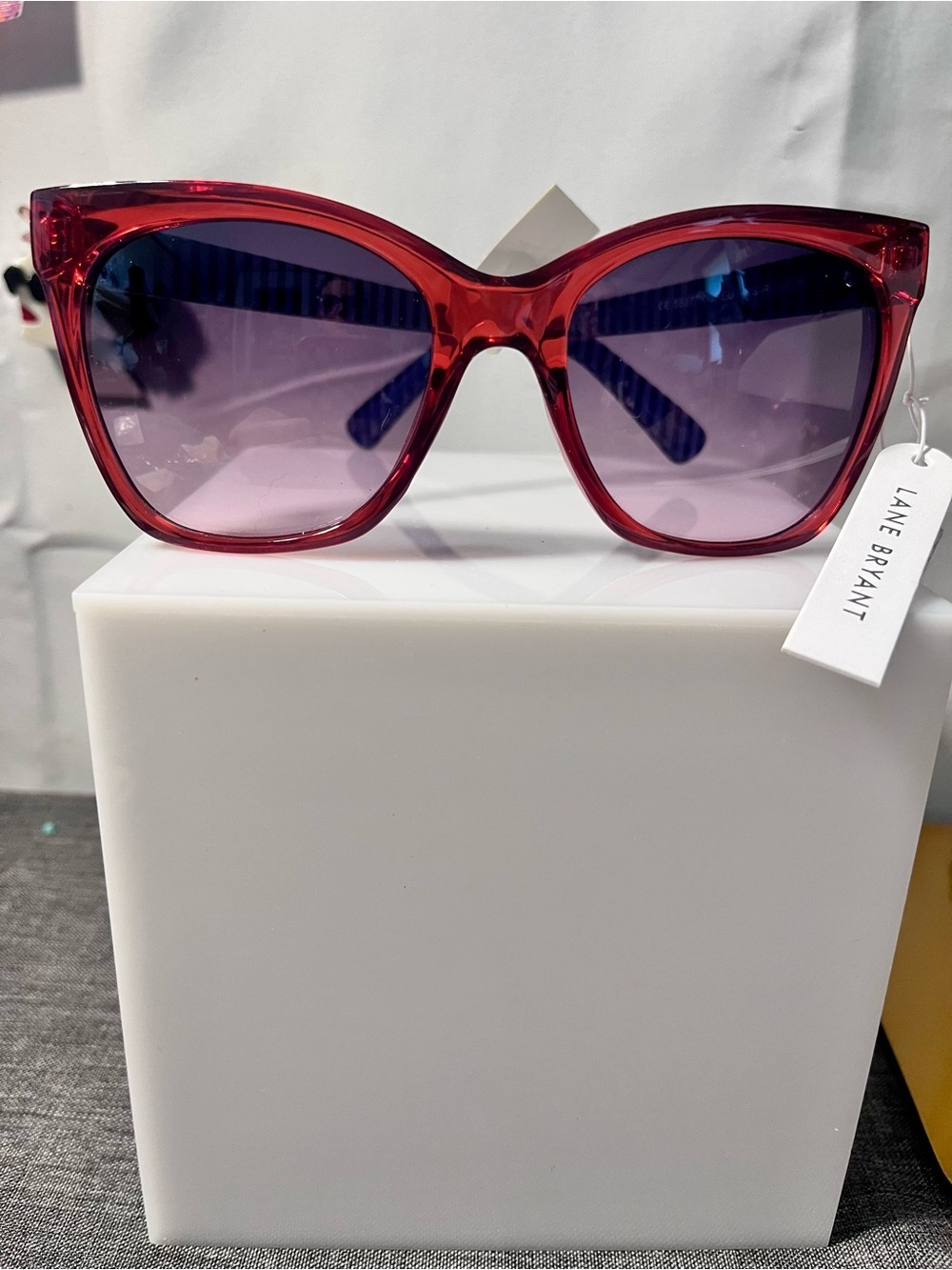 Lane Bryant Red Cat-Eye Sunglasses with Purple Gradient Lenses